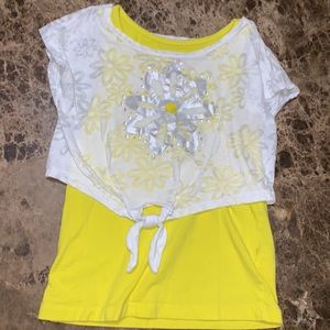Yellow Floral‎ Tank with Overlay attached Sze M 7/8